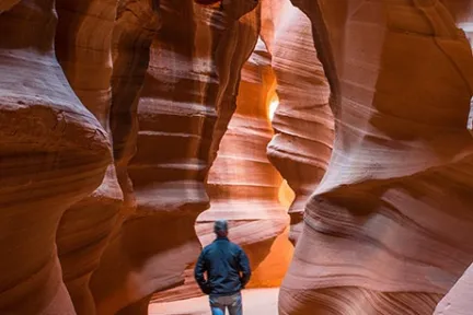 a person in a canyon
